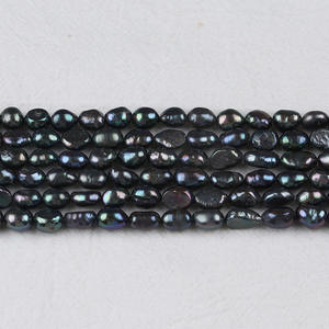 Perles d'eau douce noires de forme baroque de 7-8 mm, blanches naturelles, accessoire de bricolage avec finition brillante, deux trous droits, perles en vrac - Product Image 4