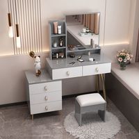 Ensemble de coiffeuse minimaliste en MDF écologique avec miroir à écran tactile LED, certifié CE UE, idéal pour les chambres et les appartements