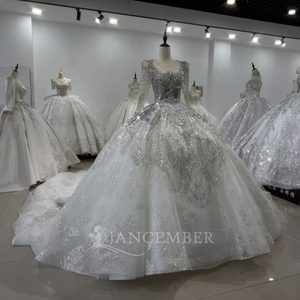 สำหรับ XS172แจนเซมเบอร์ชุดแต่งงานชุดแต่งงานชุดแต่งงานสไตล์วินเทจทันสมัยประดับด้วยเลื่อมลูกไม้หางยาวประดับด้วยเลื่อมคริสตัล - Product Image 2