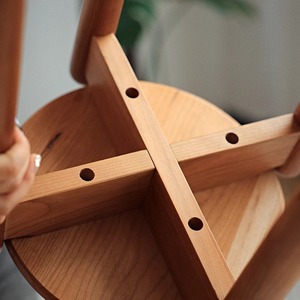 Solid Wood Cherry Wood Stackable Round <b>Stool</b> Nordic Minimalist Style Home Use Dressing <b>Stool</b> - Product Image 3