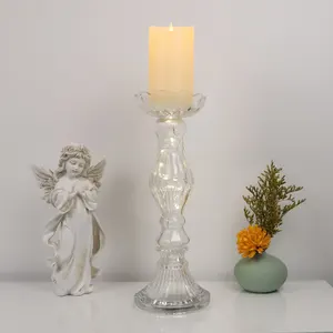 Alto vela vidro suporte alto vidro castiçais para casamento cristal vidro vela castiçais