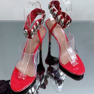 Women Metal Ankles Straps Sandals PVC Upper <b>Shoes</b> High Thin Heels Comfortable Summer Dress Pumps - Product Image 6