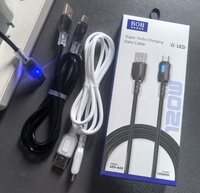 Cable de Datos USB C con Luz RGB Intermitente, Silicona Líquida, Carga Rápida 5A PD120W para iPhone, Computadora y Auriculares