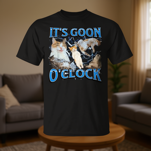 T-shirt graphique pour femme It's Goon O'Clock Cat Meme, noir, grande taille, manches courtes, col rond, impression numérique, modèle adulte Chine A10596 - Product Image 2