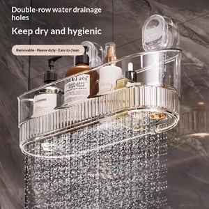 <span class=keywords><strong>Étagère</strong></span> murale à ventouse pour <span class=keywords><strong>salle</strong></span> <span class=keywords><strong>de</strong></span> <span class=keywords><strong>bain</strong></span>, 1 niveau, sans perçage, pour cosmétiques, en <span class=keywords><strong>plastique</strong></span>, technique <span class=keywords><strong>de</strong></span> pulvérisation, support <span class=keywords><strong>de</strong></span> rangement mural - Product Image 3