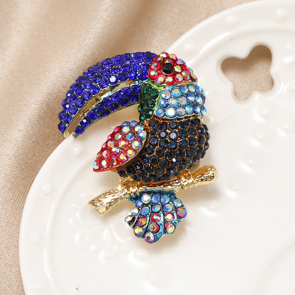 Grande figurine de perroquet Jelly Belly Strass Broche vintage