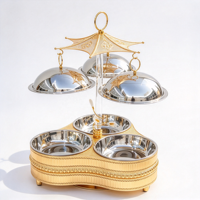 Chauffe-Plat de Luxe Moderne en Acier Inoxydable 4,5L*3, Double Pot, Trois Pots, pour Buffet, Hôtel, Mariage, Banquet