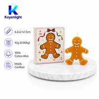 Bougie en forme de bonhomme en pain d'épices pour Noël, 42g, 100% coton, certifiée MSDS, dans une boîte cadeau découpée avec fenêtre, motif dessin animé mignon