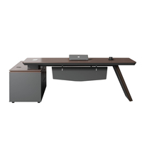 Bureau d'ordinateur de direction en L extensible de luxe moderne avec plateau en mélamine MFC, tiroirs de rangement et support autoportant CE
