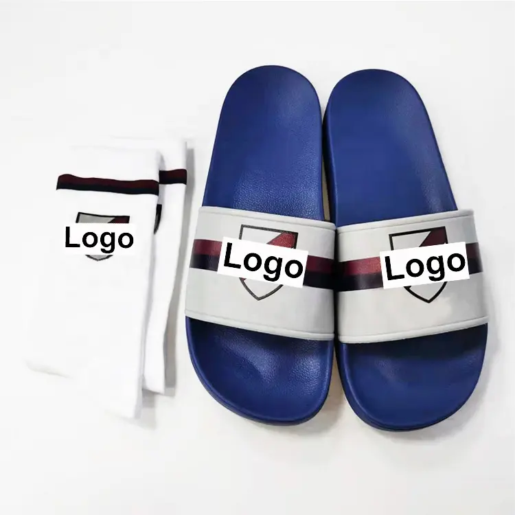 Custom Non Slip Men Slides Unisex Blank Customized Slide Slipper Sandals men socks Custom Logo Slide Sandal socks