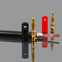 Connecteur de câble audio plaqué or avec tête banane noire et rouge de 4 mm, type lanterne, pour haut-parleur audio