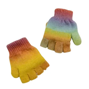 Grosir anak-anak Flip rajutan musim dingin tetap hangat tanpa jari Flap sarung tangan