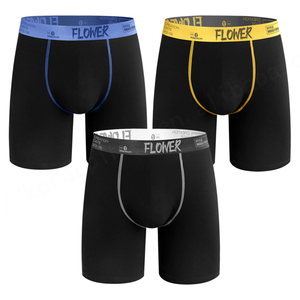 Ropa interior para hombre, Calzoncillos Bóxer largos con logotipo personalizado, pantalones cortos con cintura elástica y letras de algodón transpirable para hombre, Calzoncillos Bóxer - Product Image 4