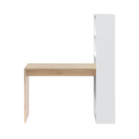 Bureau d'ordinateur en bois en forme de L avec cinq étagères de présentation et de rangement pour le mobilier de bureau à domicile