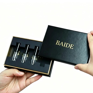 Exquisite Black Perfume Gift Box Gold Accents High-End Elegant Style 10ml Cylinder Glass <b>Bottles</b> with Custom Printed - Product Image 1