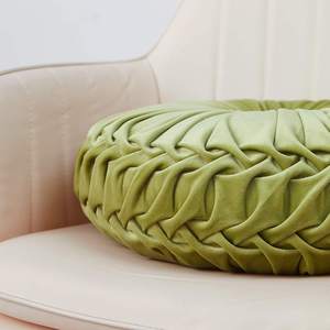 Zwei Größe Samt <span class=keywords><strong>Round</strong></span> Throw Pillow Chair Plissee Boden Rundes Kissen für Wohnzimmer Schlafzimmer - Product Image 4