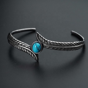 Nouveauté 2024 : Bijoux en turquoise, plumes, cadeaux, bracelets ouverts, bagues en acier inoxydable 316L, directement de l'usine - Product Image 4