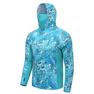 เสื้อตกปลาแขนยาวผ้าโพลีเอสเตอร์แห้งเร็วมีฮู้ดป้องกันแบคทีเรียระบายอากาศได้ดี UPF 50สำหรับตกปลากลางแจ้ง - Product Image 2