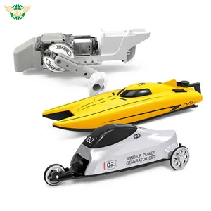 Gift Toys DIY STEM Toys Educational Engineering Toys 2 IN 1 Hand Powered Boat and Car for Kids