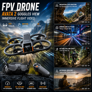 แว่นตาบินโดรน Avata 2 FPV พร้อมชุดควบคุมการเคลื่อนไหว สำหรับกีฬาแอคชั่นในร่มและกลางแจ้ง ชุดสร้างวิดีโอสำหรับผู้สร้างเนื้อหา ขายส่งพร้อมส่ง - Product Image 1