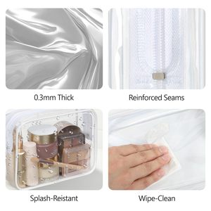 3 Pcs Clear <b>Toiletries</b> <b>Bags</b> Quart Size Travel Makeup Cosmetic <b>Bag</b> <b>for</b> Women <b>Men</b>, Carry on Airport Airline Compliant <b>Bag</b> - Product Image 4