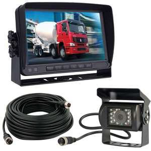 Cámara de Visión Trasera Impermeable de 12V-24V y 4 Pines con Monitor a Color HD de 7 Pulgadas y <span class=keywords><strong>18</strong></span> LED de Visión Nocturna para Caravana, Autocaravana, Camión, Remolque - Product Image 1
