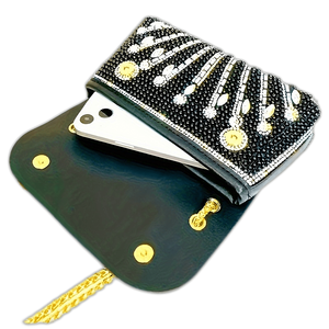 Nuevo Bolso de Noche Cruzado de Lujo con Cierre Magnético, Hecho a Mano con Diamantes de Imitación en PU Negro para Damas, Bodas y Fiestas - Product Image 4