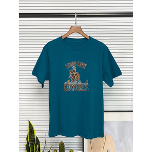 Áo camisetas Algodon 100% ngắn tay cổ tròn in hình ngựa chữ cowgirls mùa hè - Product Image 3