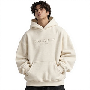 เสื้อฮู้ดดี้โอเวอร์ไซส์ Menes Cream ปักโลโก้ เสื้อสเวตเชิ้ตแบบสวมหัว สไตล์มินิมอล สตรีทแวร์ ผ้าฟลีซ เสื้อฮู้ดดี้แบบมีฮู้ด รับผลิตตามแบบ OEM - Product Image 1