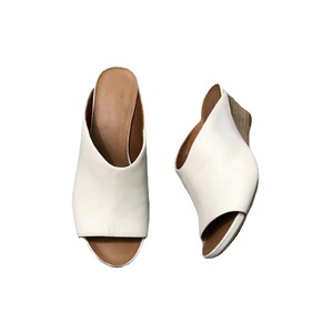 Sandalias de cuña gruesa de cuero con tacón alto antideslizantes para mujer, estilo peep-toe, colección verano 2023 - Product Image 6