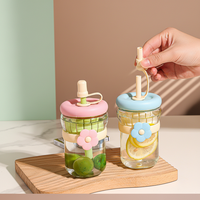 Tasses à café en verre portables anti-fuite pour le voyage, bouteille à thé en verre, bouteille d'eau en verre avec infuseur et paille, avec housse en cuir