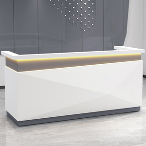 Mostrador de recepción de estilo de mampostería Escritorio de recepción de alto brillo Mesa de recepción moderna para Hotel de oficina - Product Image 6
