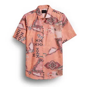 Camisa havaiana personalizada homem de algodão orgânico por atacado de fabricação