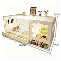 Cage à lapin en acrylique transparent multi-tailles, très vendue, avec tiroir anti-éclaboussures, grande maison pour lapin, cochon d'Inde, chinchilla