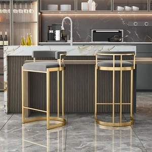 Modern Gold Frame Metal <b>Counter</b> Bar <b>Stool</b> <b>with</b> Leather <b>Back</b> Hot Selling High Chair for Home Bar Hotel Dining Mall Use - Product Image 4