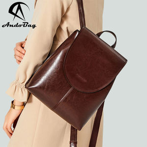 AndoBag Nuevas Mochilas para Mujer de Cuero Vacuno Genuino, Bolso de Hombro de Gran Capacidad, Bolso de Mano de Cuero Encerado Vintage a la Moda - Product Image 1