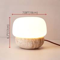 Lampe de table en travertin jaune naturel japonais, style Wabi-Sabi, mini lampe de chevet en forme de champignon, vente en gros OEM/ODM