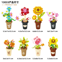 13033 Bouquet de fleurs éternelles en blocs de construction créatifs, plante en pot, cadeau, rose, tournesol, plante en pot, jouet de construction assemblé