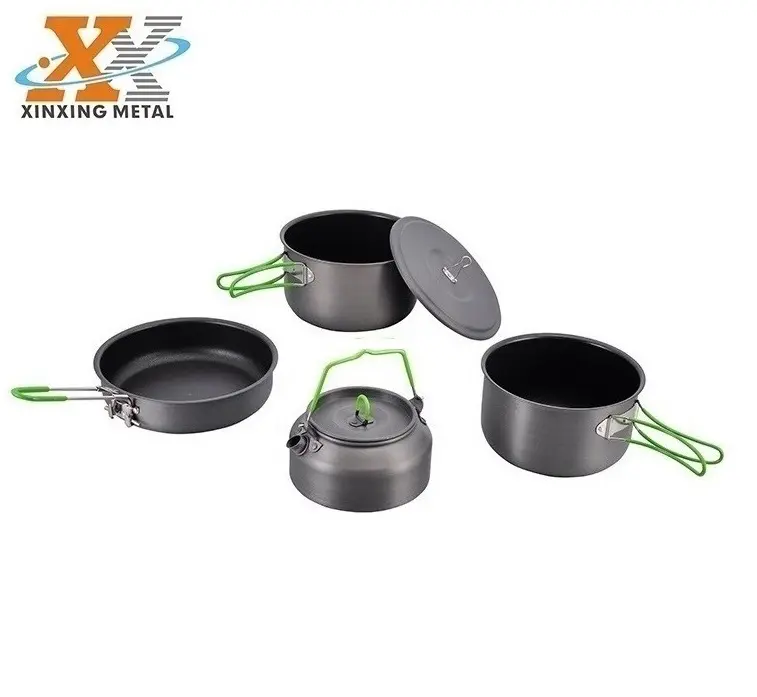 חיצוני קמפינג אלומיניום Nonstick כלי בישול סיר לבשל סט עם נירוסטה ידית