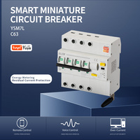 Disjoncteur intelligent WiFi EAST Tuya RCBO 4P 10-63A 380V/400V avec télécommande et protection contre les fuites, mini-disjoncteur YSM7L C63