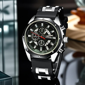 Reloj deportivo de pulsera para hombre <span class=keywords><strong>Shein</strong></span> - Lujo, cuarzo, correa de silicona, calendario, superventas transfronterizo, movimiento Seiko, ¡explosión de ventas en Temu! - Product Image 1