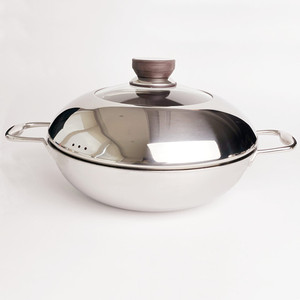 Wok-sartén grande de acero inoxidable 304 de 3 capas, Wok chino, panal de abeja, antiadherente, 28cm/11 pulgadas - Product Image 1