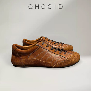 Chaussures décontractées pour hommes en cuir véritable couleur café, à talon plat, à lacets, pour usage quotidien, type mocassins - Product Image 4