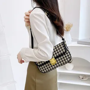 Wholesale Famous Brand Bags Women Luxury Designer Jute Bag Ladies Houndstooth Underarm Shoulder Handbags