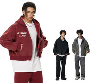 Logo personnalisé haut de gamme Ensemble de sweat à capuche unisexe Sweat à capuche deux pièces Jogger court Boxy Sweat à capuche zippé Survêtement pour hommes Vêtements de sport - Product Image 1