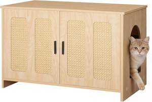 Coque <span class=keywords><strong>de</strong></span> bac à litière pour chats, double coque <span class=keywords><strong>de</strong></span> bac à litière avec griffoir, meuble adapté aux bacs à litière pour chats - Product Image 5