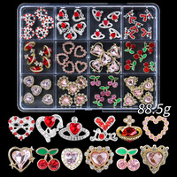 Accessoires pour ongles en métal, 12 compartiments/boîtes, motifs papillon, perle, cœur, luxe, scintillants, avec logo personnalisé, vente en gros, très demandés