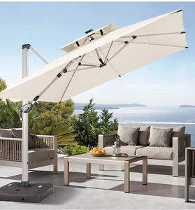 Parapluie d'extérieur 3.0m x 3.0m <span class=keywords><strong>Parasol</strong></span> carré en porte-à-faux avec lumière LED et couvercle-Avec base en marbre/base de réservoir d'eau - Product Image 1