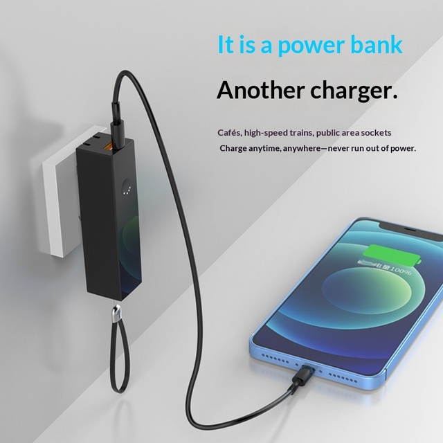 Portable Liquid Lithium-ion Battery Power Bank Built-in AC Plug Compact Convenient 2-in-1 Charger DC Plug Fast Charging Power