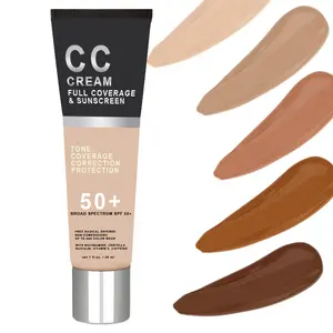 CC Cream Foundation SPF 50 Make-up-Farb korrektor mit vollständiger Abdeckung Ölfrei mit Niacin amid Baicalin Vitamin E Koffein